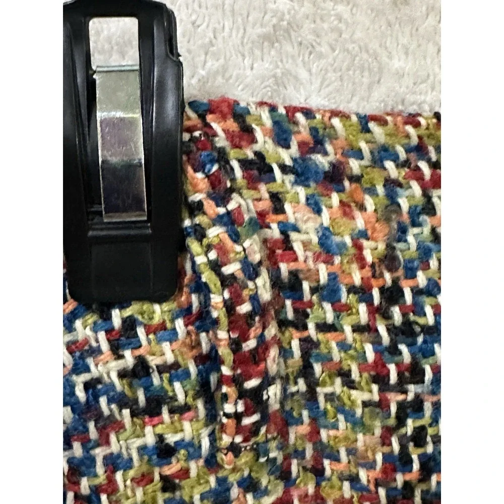 O Oscar by Oscar De La Renta Wool Blend Skirt Size 16W Fringe Rainbow Multicolor